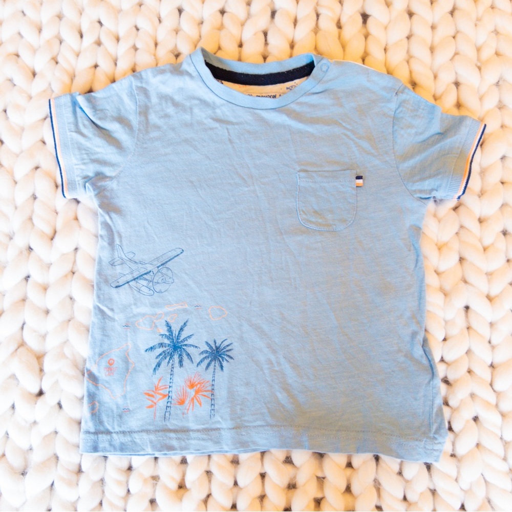 Mayoral Boys Tropical Hawaiian Airplane T-Shirt Blue Size 36 Months 3 Years